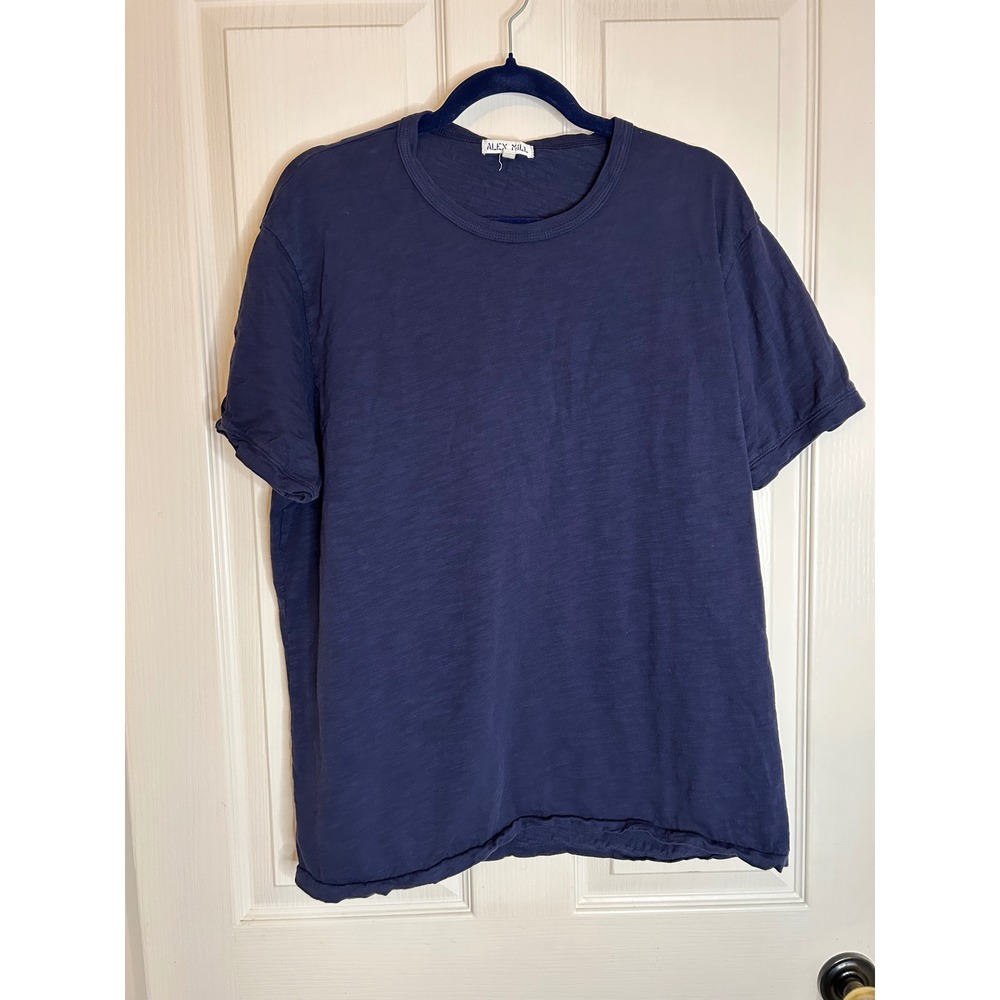 Alex Mill Mens XXL Navy Blue Slub Cotton Short Sleeve Crew Neck T-Shirt Tee